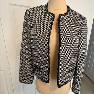 Topshop Black and White Textured Blazer